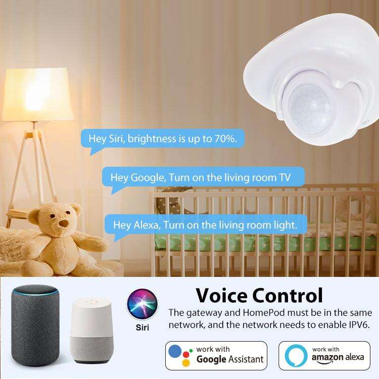 Matter Thread USB-C Power PIR Motion Sensor Smart Home System Compatible With Tuya App Remote Con...