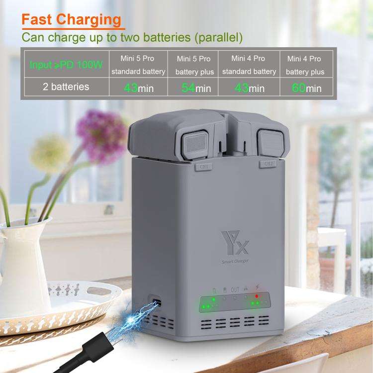 YX 100W Battery Charger For DJI Mini 5 Pro/Mini 4 Pro/Mini 3 Pro/Mini 3 Dual-Channel Charging Sta...