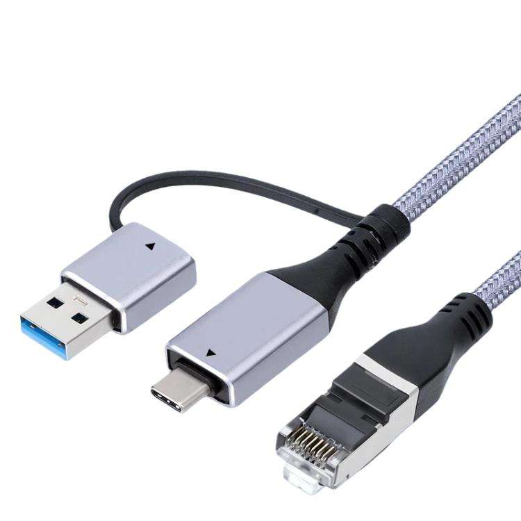 USB-C/USB 3.0 To RJ45 Gigabit Ethernet Cable LAN Converter, 2-in-1 Ethernet Cable