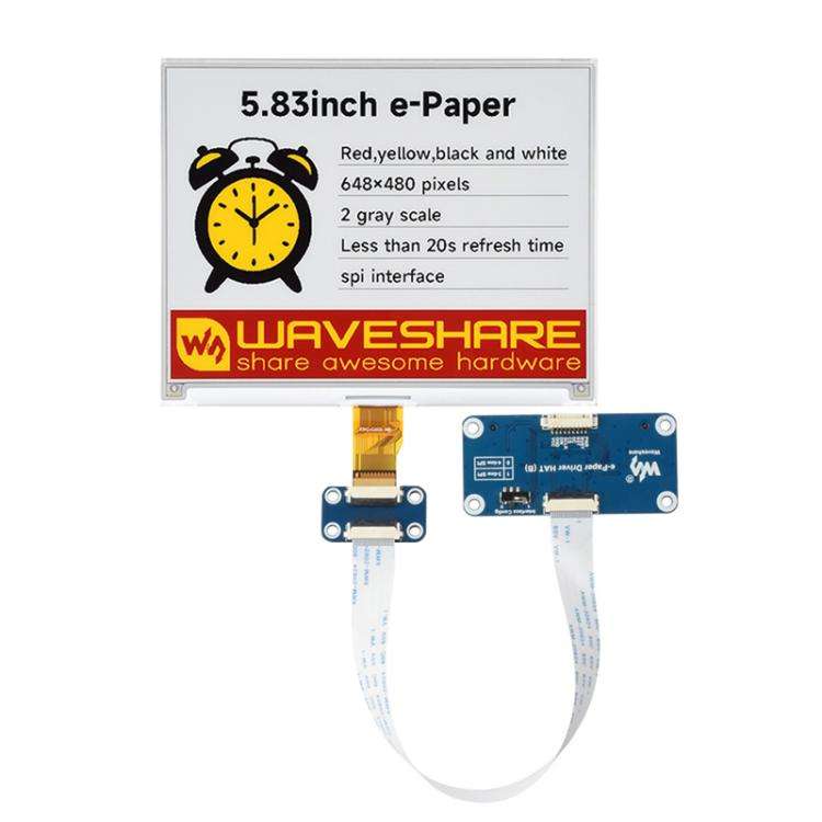WAVESHARE 5.83 Inch E-Paper 4 Color E-Ink Display Module, Raw Display, With Driver HAT
