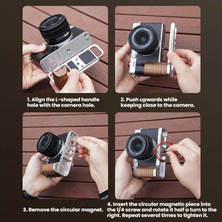 For Fujifilm X-E5 Flymile Camera L-Shaped Cold Shoe Mount For One-Handed Shooting, Black Ebony, S...