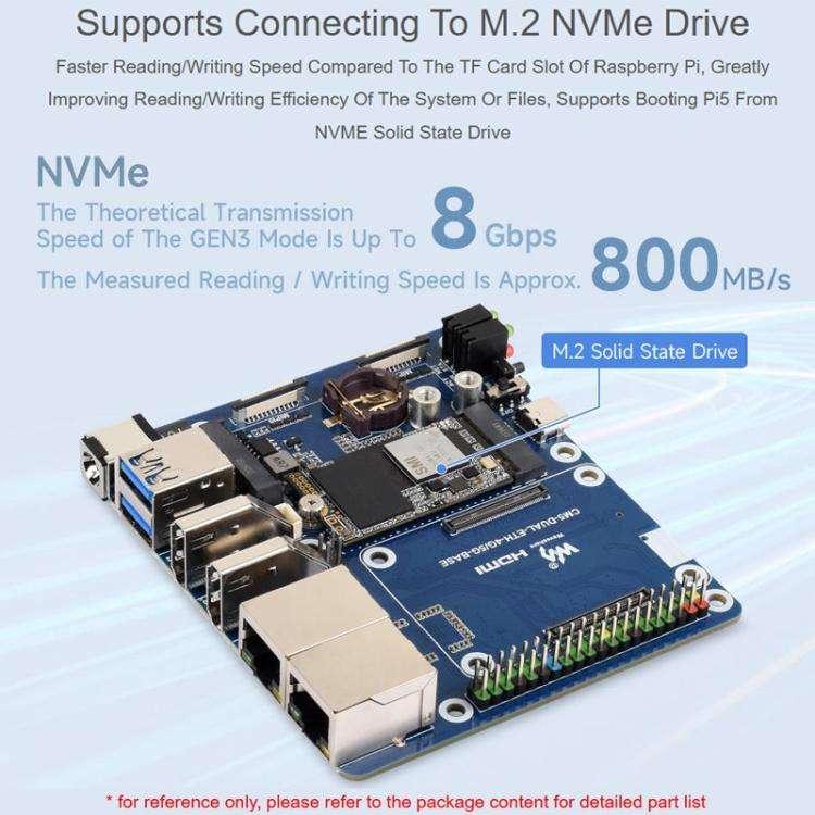 For Raspberry Pi CM5 WAVESHARE Dual Network Port Expansion Board Support 4/5G Communication Modul...