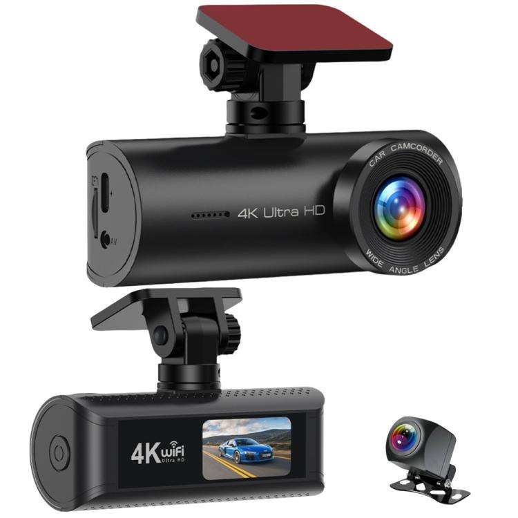 4K Smartphone Connected WiFi High-Definition Dual-Recording Car Dash Cam, Front+Inside, Front+Ins...