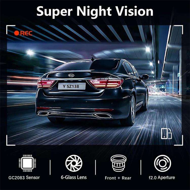 4K Smartphone Connected WiFi High-Definition Dual-Recording Car Dash Cam, Front+Inside, Front+Ins...