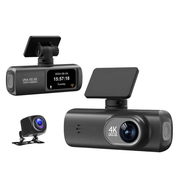 4K Dual Recording WiFi Smartphone Connected Car Dash Cam, Front+Rear, Front+Rear+GPS Track, Front...