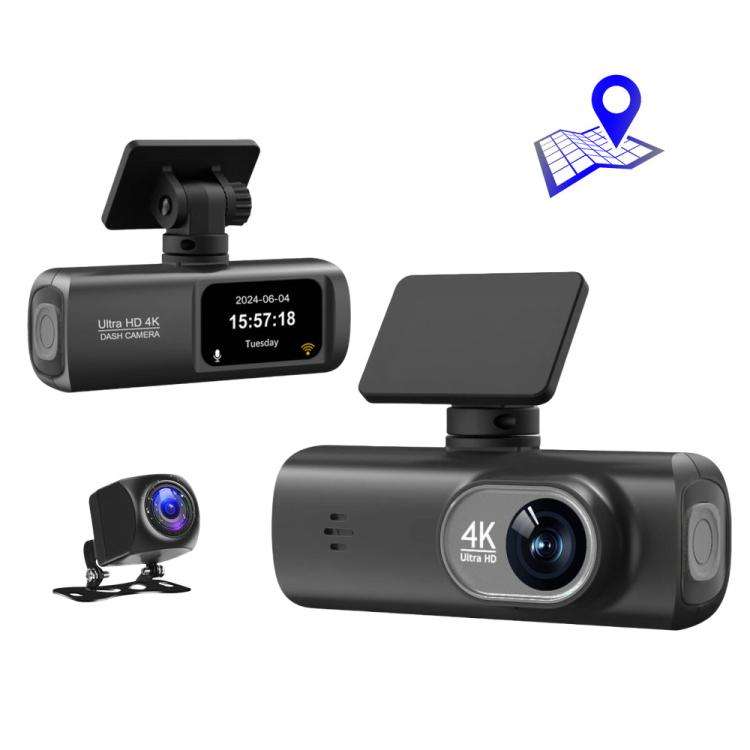 4K Dual Recording WiFi Smartphone Connected Car Dash Cam, Front+Rear, Front+Rear+GPS Track, Front...