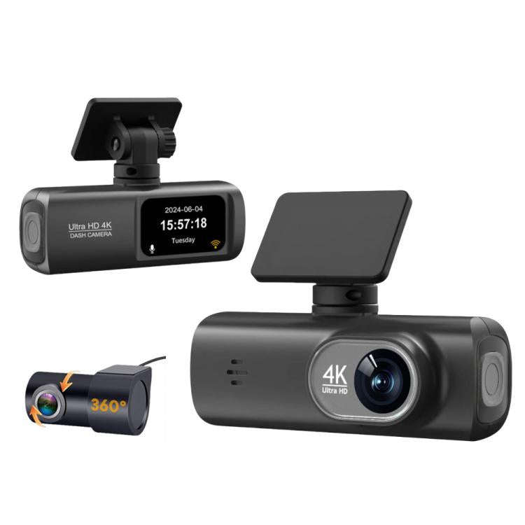 4K Dual Recording WiFi Smartphone Connected Car Dash Cam, Front+Rear, Front+Rear+GPS Track, Front...