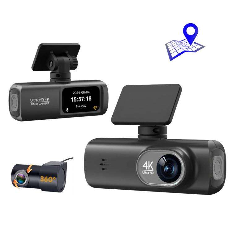 4K Dual Recording WiFi Smartphone Connected Car Dash Cam, Front+Rear, Front+Rear+GPS Track, Front...