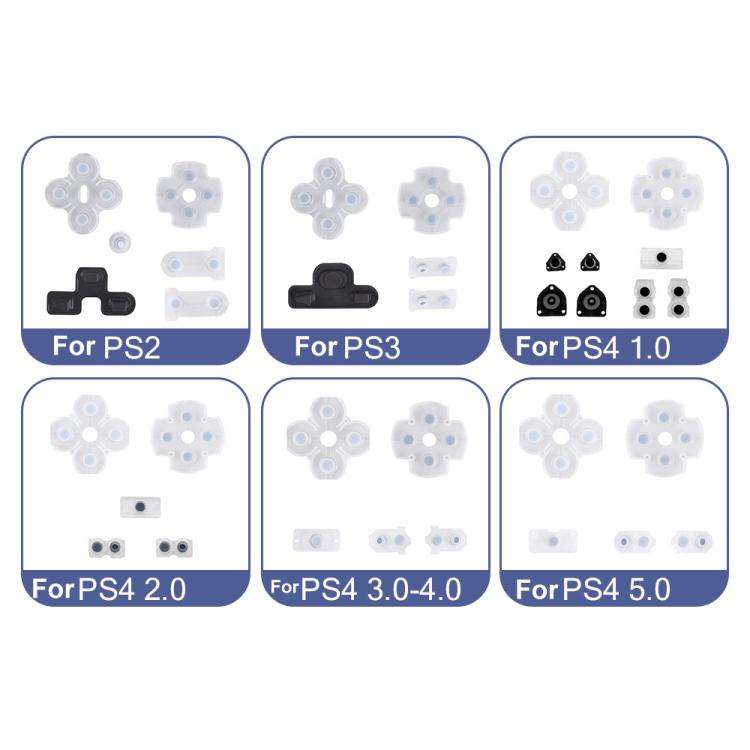 Gamepad Conductive Rubber Button Soft Pad, For PS2 10sets, For PS3 10sets, For PS4 10sets 1.0, Fo...