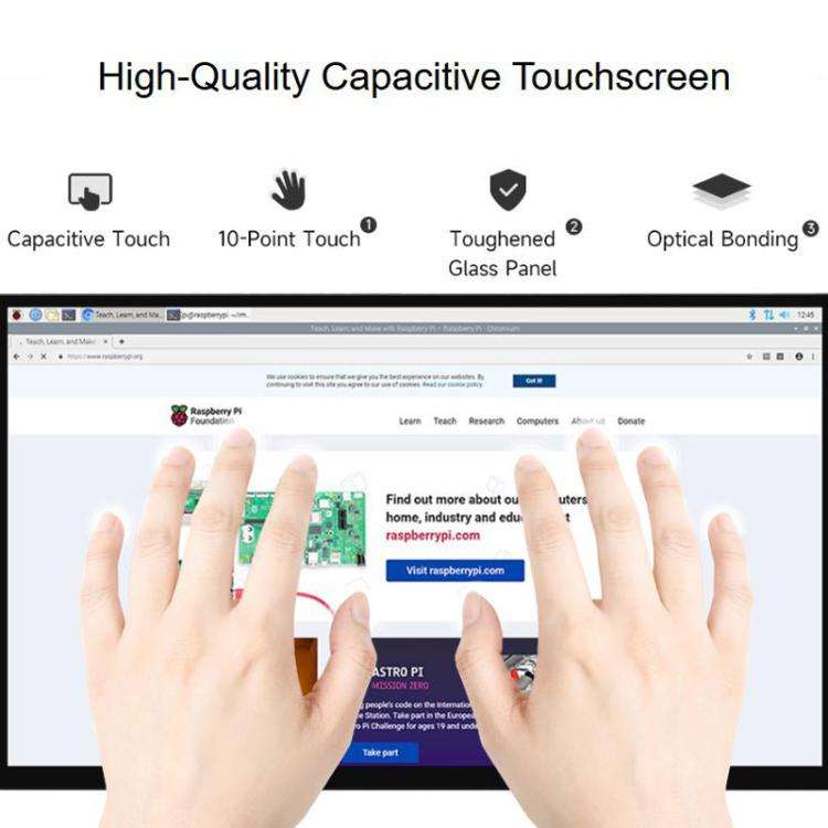 Luckfox 18.5 Inch 10-Point Touch Monitor 1920 × 1080 Resolution 120Hz Refresh Rate IPS Screen, E...