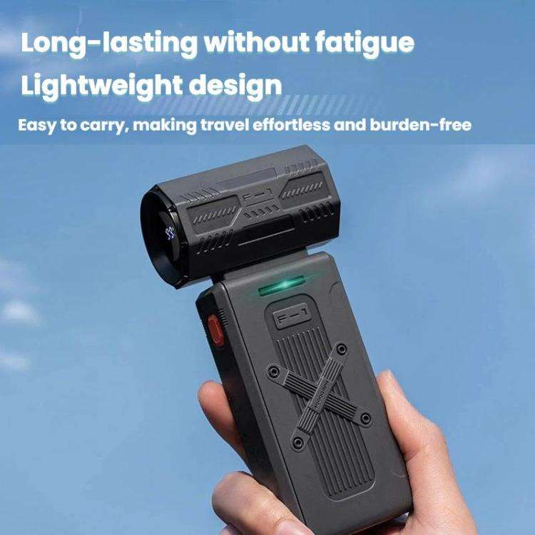 F1 Handheld High Speed Digital Display Turbo Fan Mini Portable Outdoor Camping Gathering Fan, Black