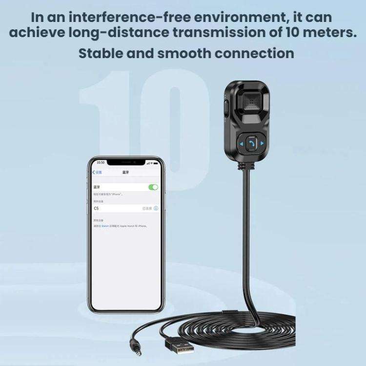 Car Lossless Audio Quality 3.5mm Audio AUX Bluetooth Adapter, C5
