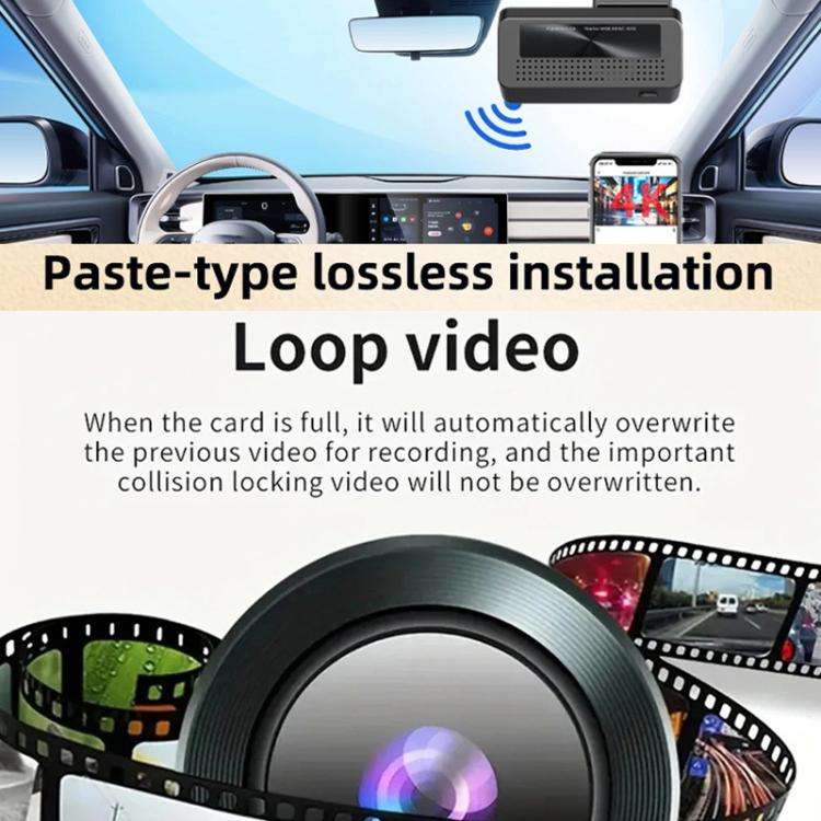 M68 1080P HD Night Vision Screenless Dash Camera 24-Hour Parking Monitoring Recorder, Front  + WI...