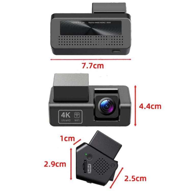 M68 1080P HD Night Vision Screenless Dash Camera 24-Hour Parking Monitoring Recorder, Front  + WI...
