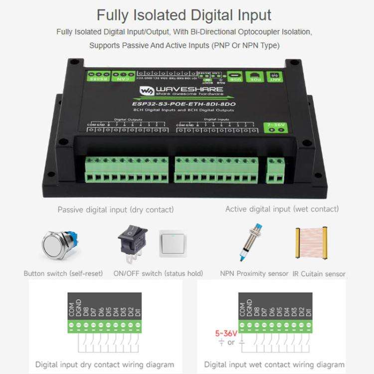 Control Board With 8-Channel Digital Input & Output, Built-In Xtensa 32-Bit LX7 Dual-Core Process...