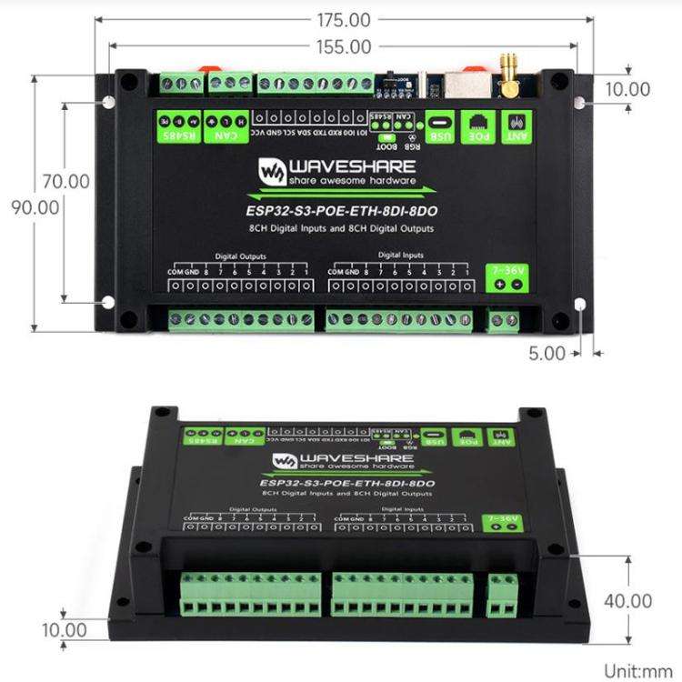 Control Board With 8-Channel Digital Input & Output, Built-In Xtensa 32-Bit LX7 Dual-Core Process...