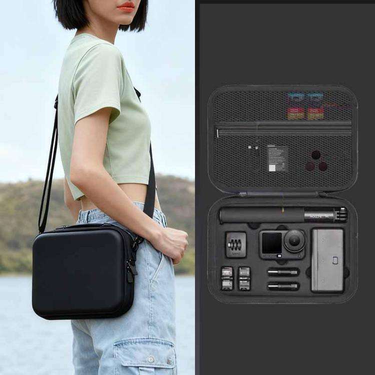 For DJI Osmo Action 6 Adventure Combo Carrying Case Shock-Absorbing EVA+PU Storage Bag, Shoulder ...