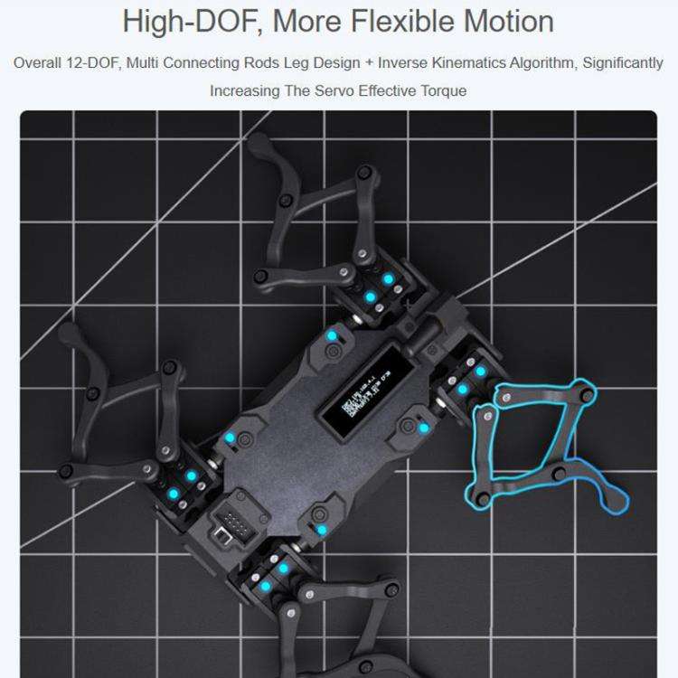 Waveshare WAVEGO Pro 12-DOF Bionic Dog-Like Robot Open Source For ESP32 And Raspberry Pi, Basic, ...