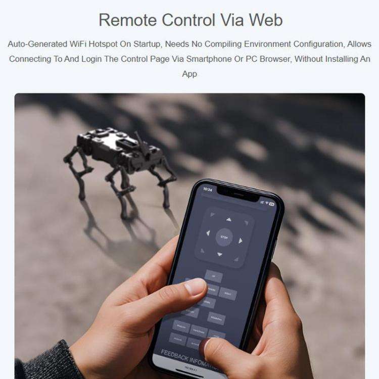 Waveshare WAVEGO Pro 12-DOF Bionic Dog-Like Robot Open Source For ESP32 And Raspberry Pi, Basic, ...