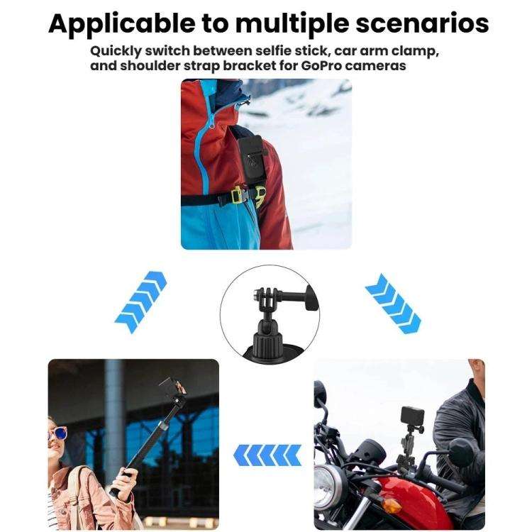 Universal Shoulder Strap Mount For Action Cameras With 360-Degree Rotating Ball Head Hands-Free P...