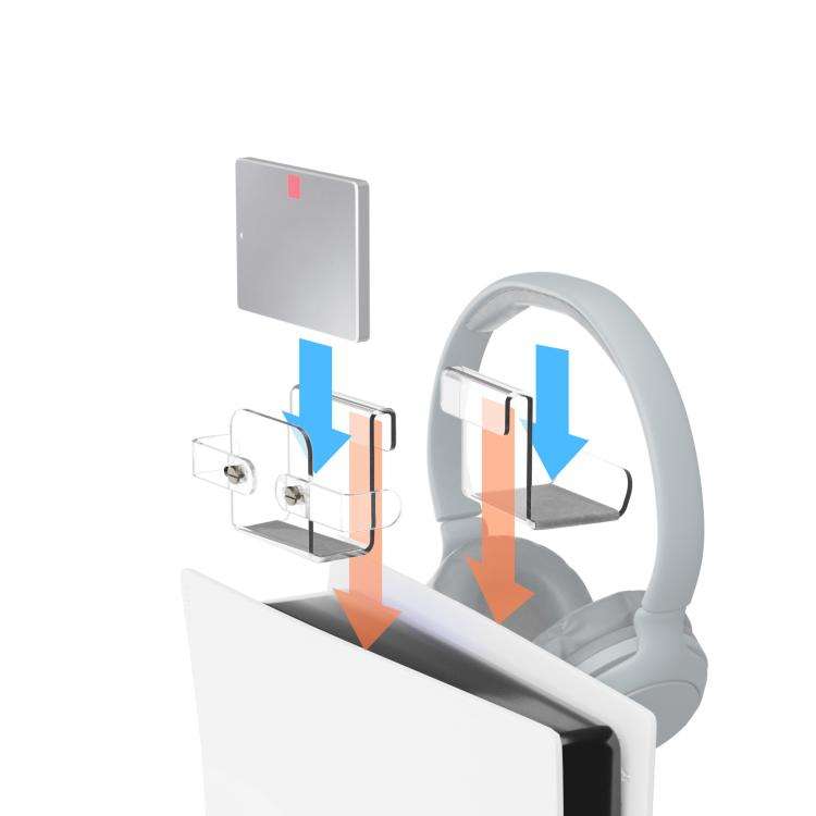 For PS5 Console Acrylic Overhead Hanger Dual Hook for Controller, Headset, and Hard Drive Storage