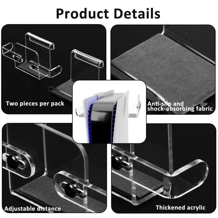 For PS5 Console Acrylic Overhead Hanger Dual Hook for Controller, Headset, and Hard Drive Storage