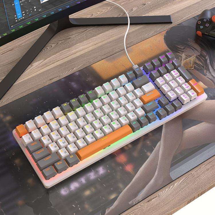 FREE WOLF K3 Russian Mechanical Keyboard 1.5m Wired Gaming Keyboard, Micro-Light Hot-Swap Red Swi...