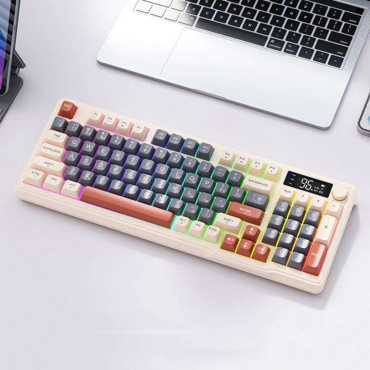 FREE WOLF M96 Wireless Bluetooth Dual-Mode Russian Keyboard PBT Dome Display Gaming Keyboard