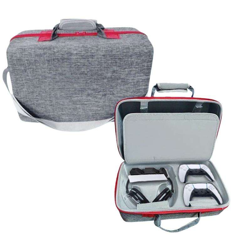For PS5 Slim Console & Accessories Carrying Case with Headphone Compartment Double-Layer Storage Bag