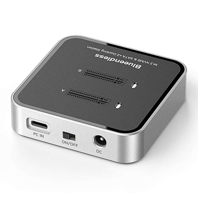 Blueendless SD09 Dual-Bay M.2 Dual-Protocol Drive Enclosure NVMe/SATA SSD Case, US Plug, EU Plug,...