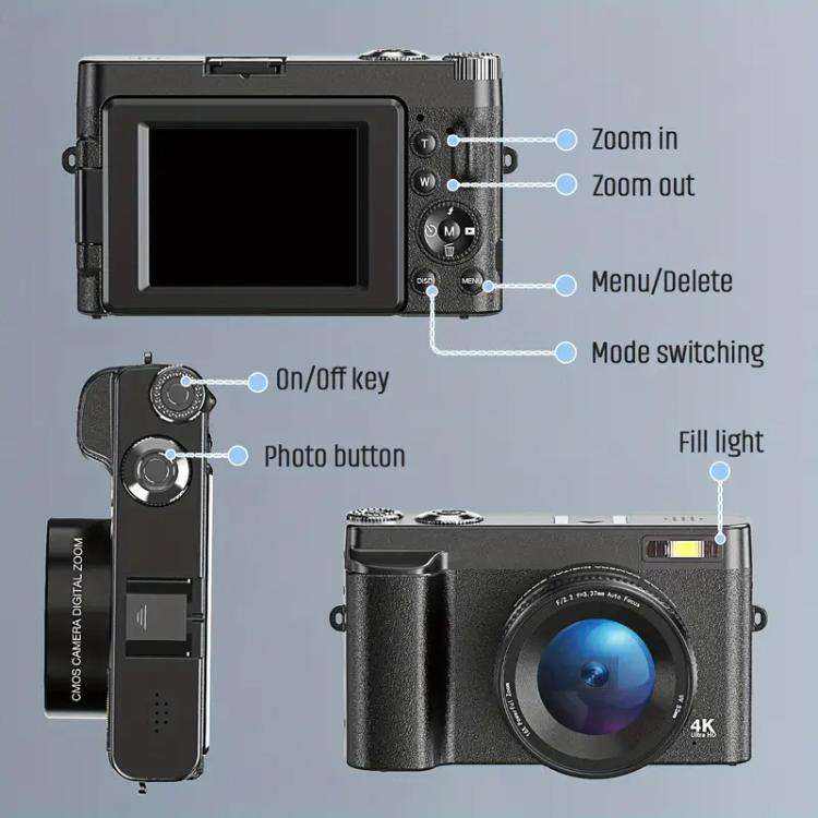 DC101 HD Retro Digital Camcorder Camera Portable Micro DSLR Camera, Single Camera, With 32G Memor...