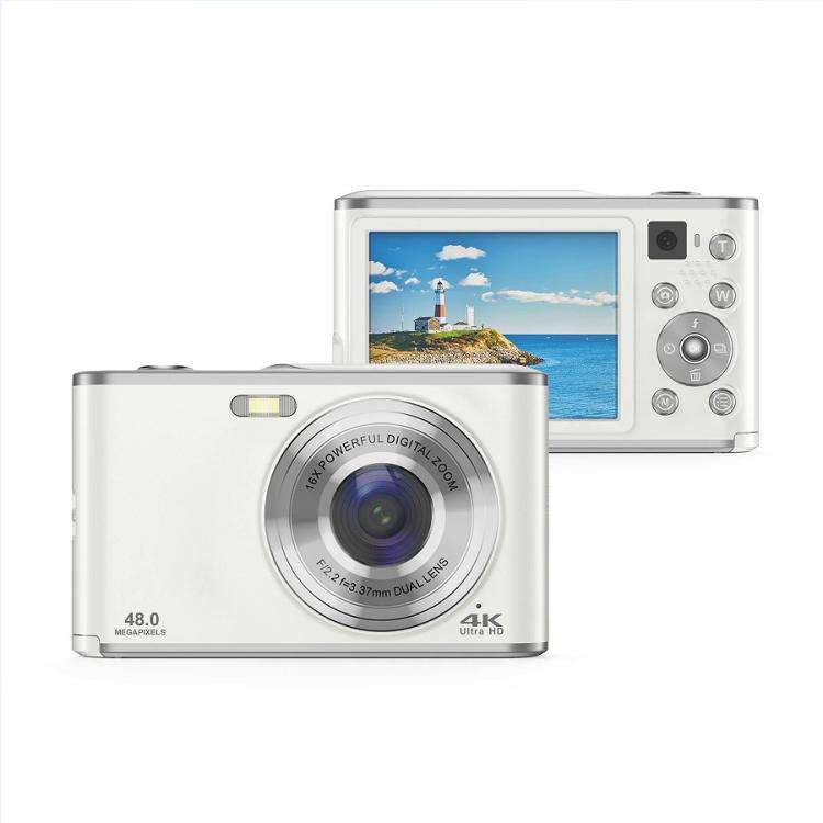 HD 4K Dual Lens Selfie Digital Camera Portable Card-Style CCD Student Camera, Black, White, Black...