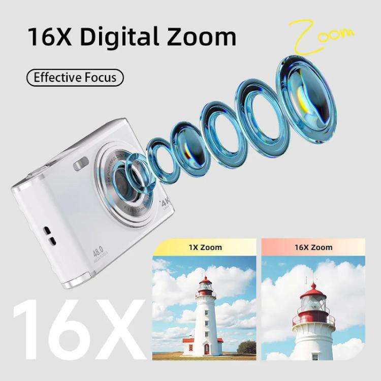 HD 4K Dual Lens Selfie Digital Camera Portable Card-Style CCD Student Camera, Black, White, Black...