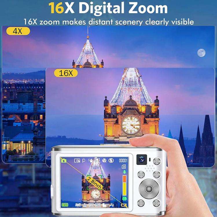 HD 4K Dual Lens Selfie Digital Camera Portable Card-Style CCD Student Camera, Black, White, Black...