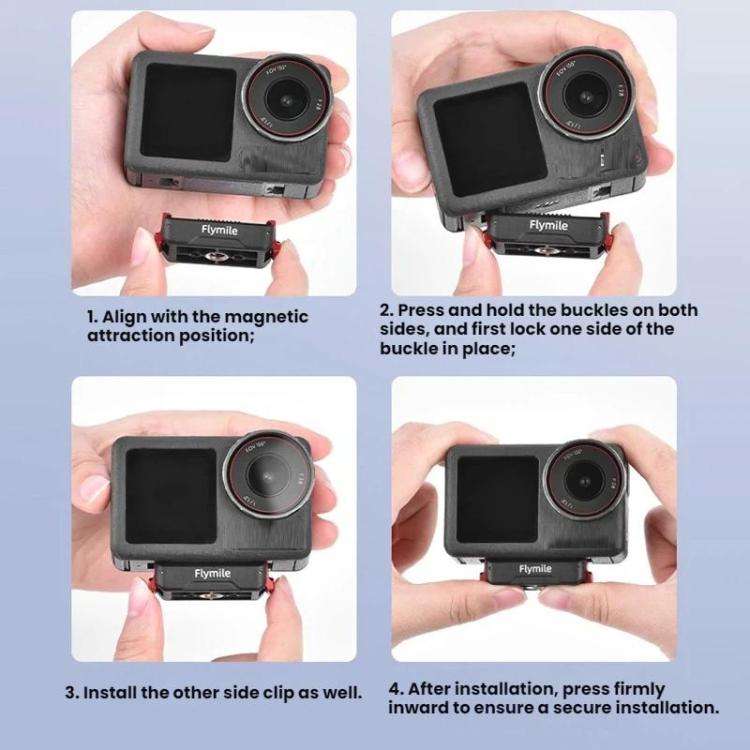 For DJI Osmo Action 3 / 4 / 5 Pro Flymile Magnetic Quick-Release Expansion Adapter Base, For DJI ...
