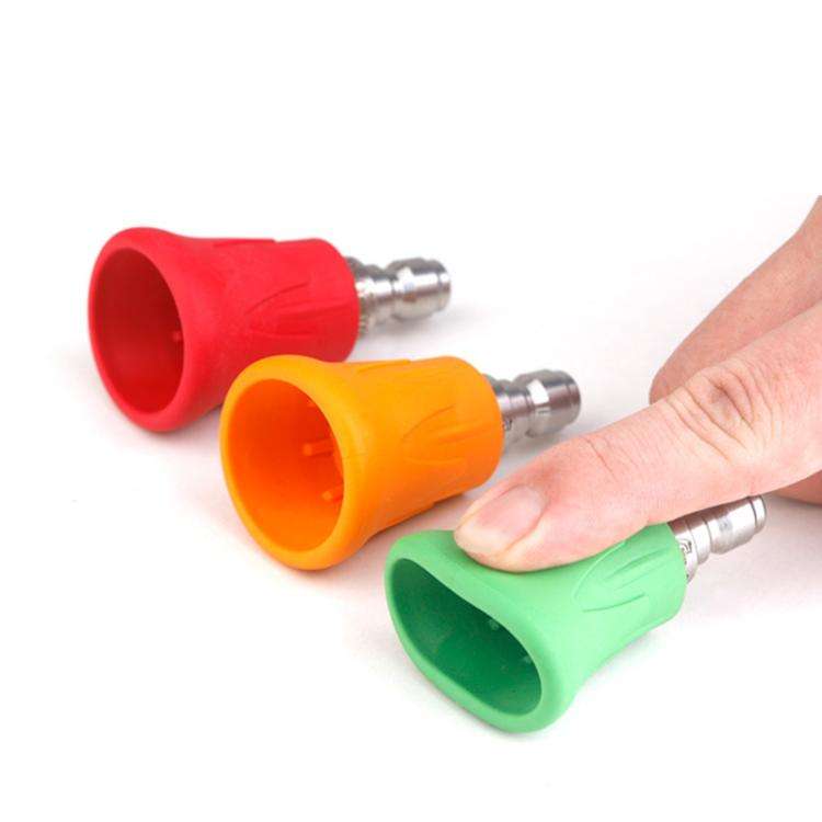 1/4 inch Car Wash Machine Splash-Proof Quick-Connect Nozzle with Soft Rubber Cover, 0-degree Red ...