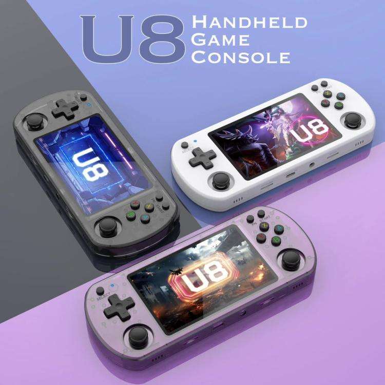 U8 Retro Handheld Game Console Open-Source 4 Inch HD IPS Screen Portable Console, 64G, 128G