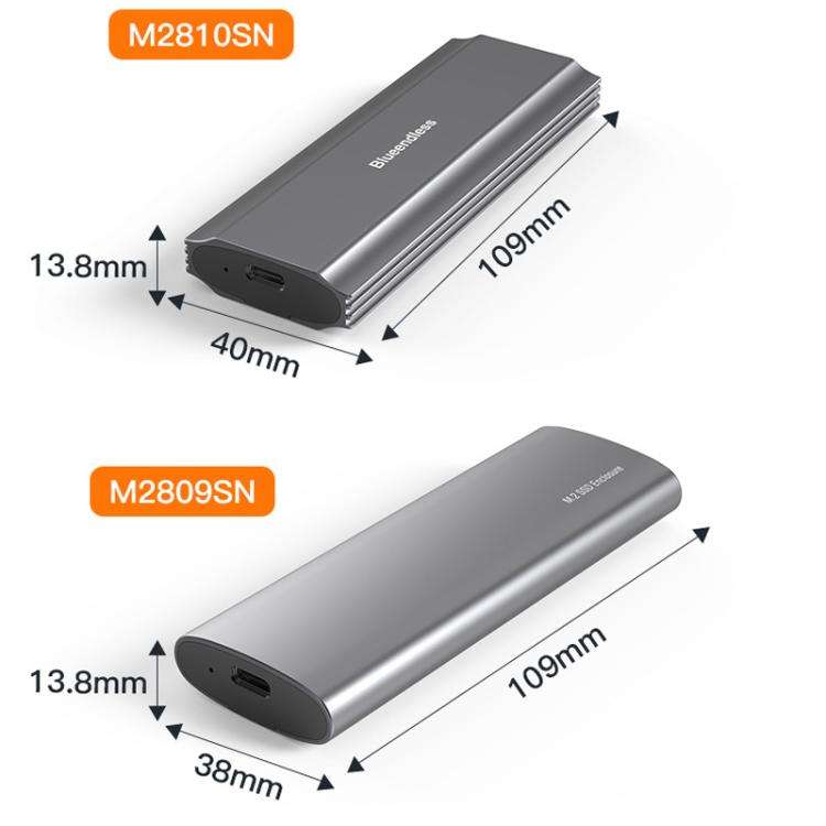Blueendless M.2 Dual-Protocol Portable Hard Drive Enclosure NVMe/SATA Universal Aluminum Alloy SS...