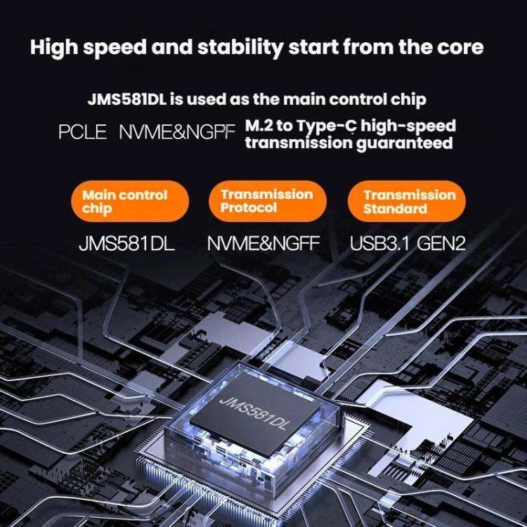 Blueendless M.2 Dual-Protocol Portable Hard Drive Enclosure NVMe/SATA Universal Aluminum Alloy SS...