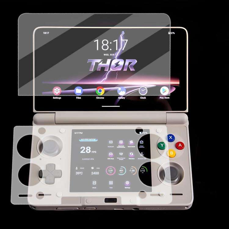 For AYN Thor Game Console Tempered Glass HD Clear Anti-Scratch Film, Upper Screen Protector, Lowe...