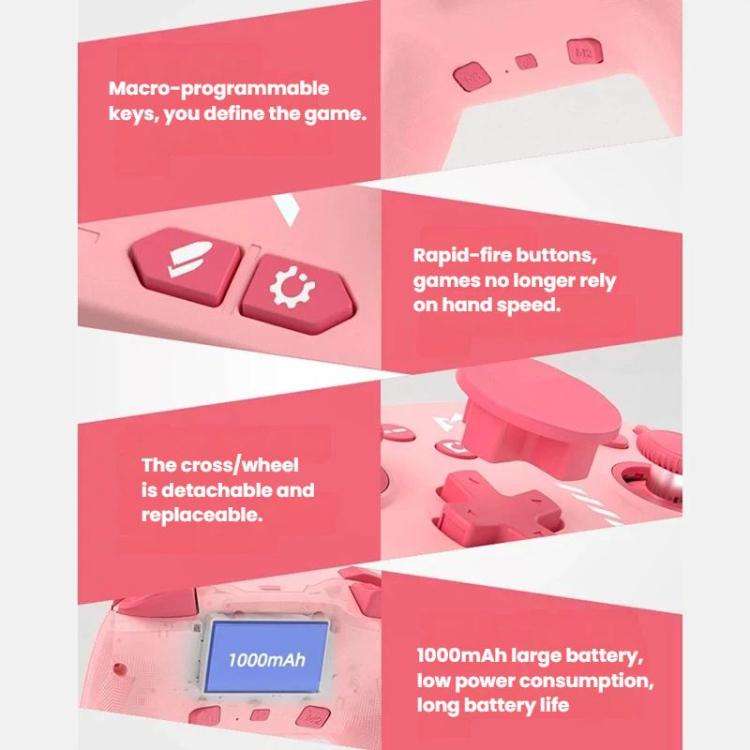 For Steam MOBAPAD Chitu HD Wireless Bluetooth Vibration Game Controller, Pink