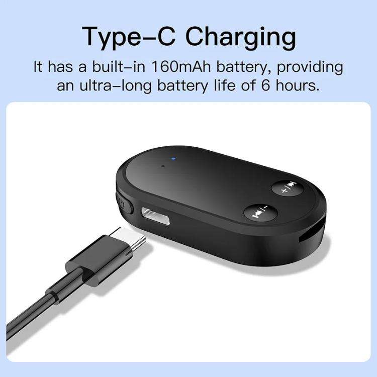 Stereo Bluetooth 5.3 Receiver Hands-Free Wireless Adapter 3.5mm Audio AUX Adapter, BC03