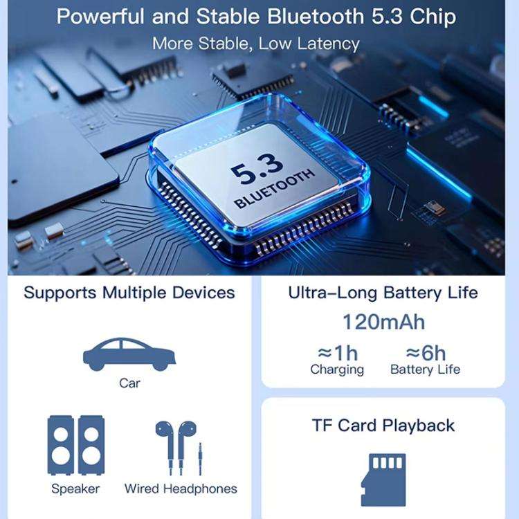 Stereo Bluetooth 5.3 Receiver Hands-Free Wireless Adapter 3.5mm Audio AUX Adapter, BC03