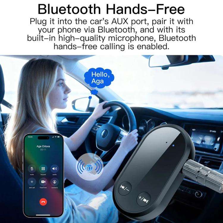 Stereo Bluetooth 5.3 Receiver Hands-Free Wireless Adapter 3.5mm Audio AUX Adapter, BC03