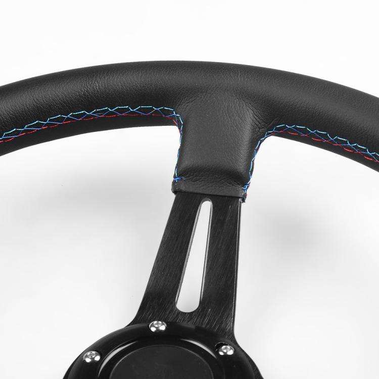 14 inch 350mm Car Steering Wheel Super Microfiber Leather Tri-Color Patchwork Drift Gaming Wheel