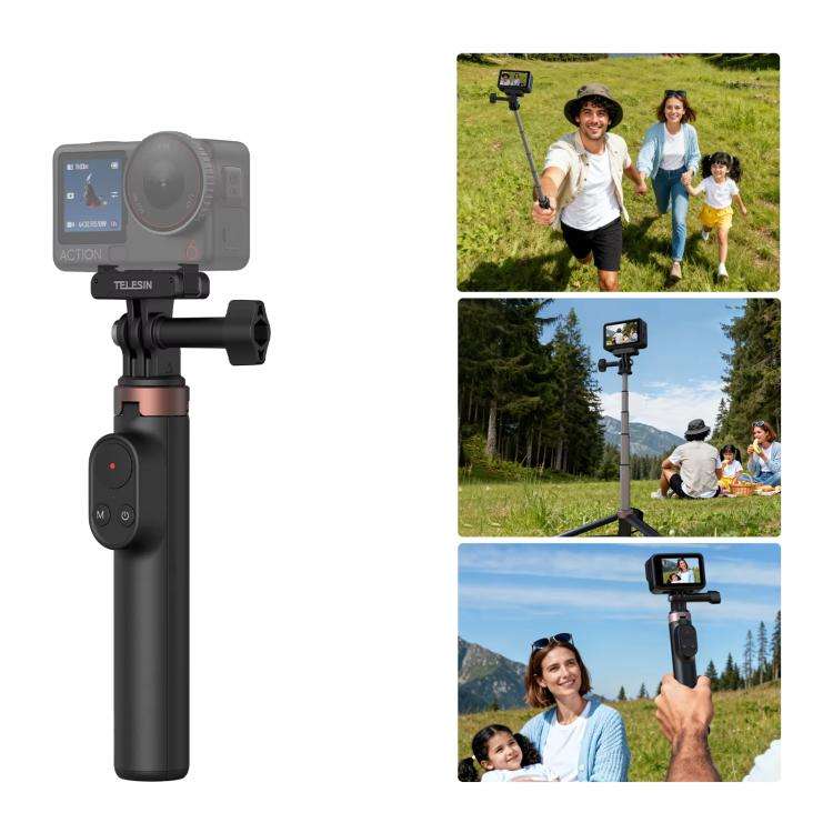 TELESIN Bluetooth Remote Control Selfie Stick Tripod For Action Cameras And Smartphones
