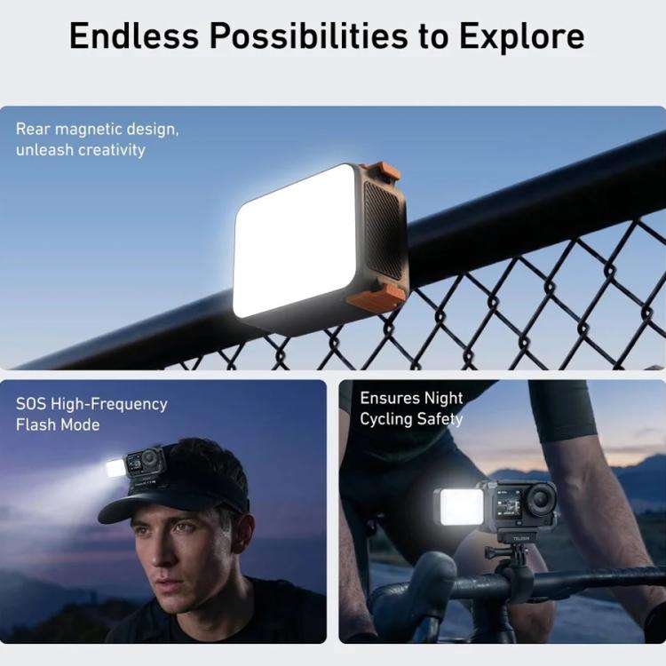 For DJI Osmo Action 6 / Nano TELESIN Magnetic Quick Release Fill Light Dual Color Temperature Wit...