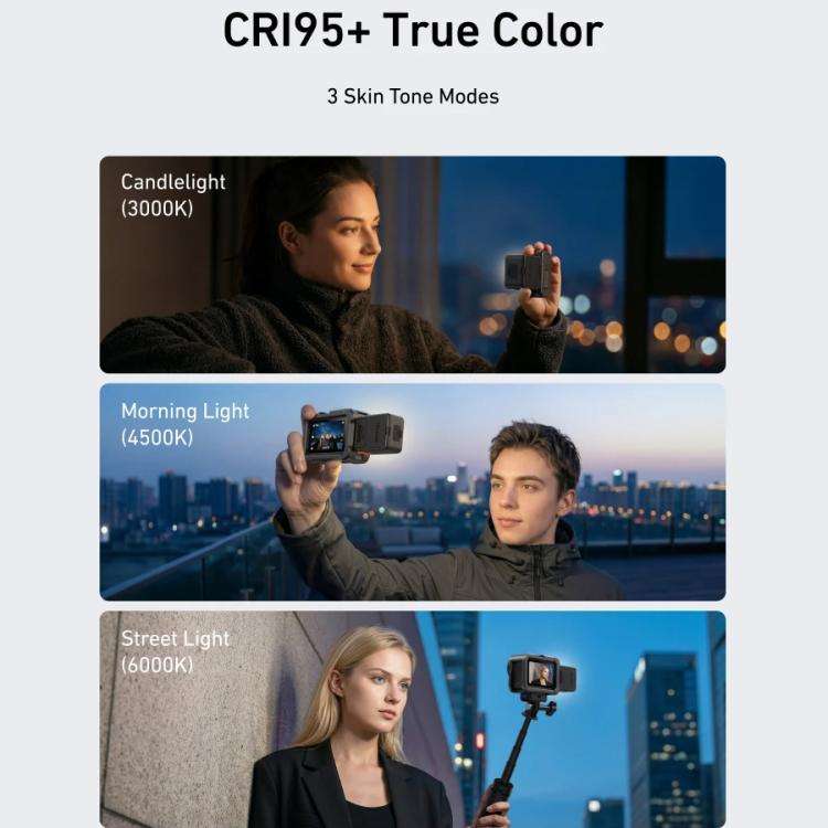 For DJI Osmo Action 6 / Nano TELESIN Magnetic Quick Release Fill Light Dual Color Temperature Wit...