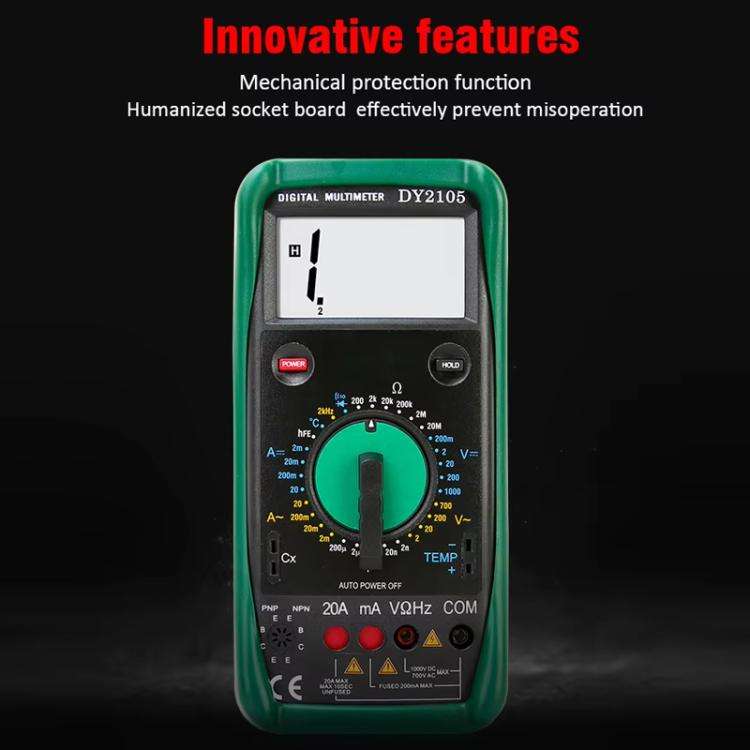 DUOYI AC/DC Voltage Resistance Testing Anti-Burn Digital Multimeter, DY2105