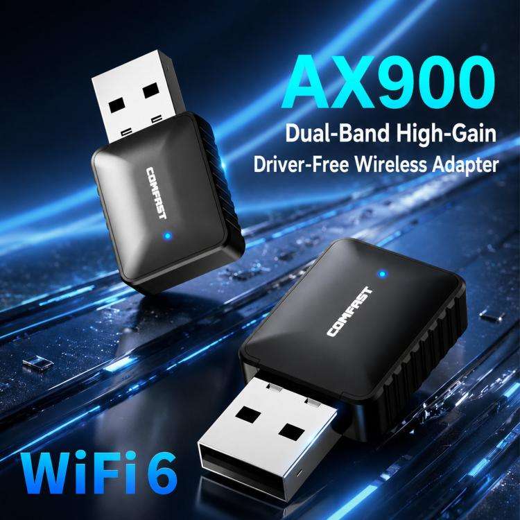 COMFAST CF-943AX V2 AX900 WiFi 6 Bluetooth 5.4 USB Adapter Dual-Band Wireless Network Card, CF-94...